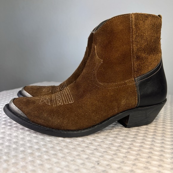 Golden Goose Womens Young Cowboy Ankle Boots Side-Zip Block Heel Size 5.5 - Picture 1 of 11